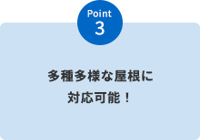 Point 3　多種多様な屋根に対応可能！